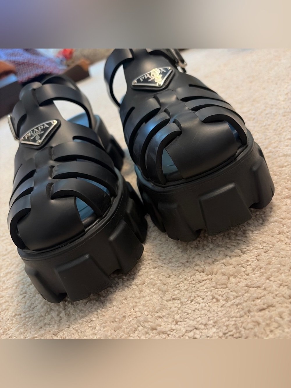 Prada Monolith Platform Sandals Black Lug Sole EU 40 - Picture 2 of 8